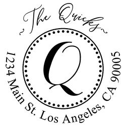 Solid Line and Dot Border Letter Q Monogram Stamp Sample